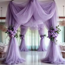 1pc Romantic 393 Inch Light Purple Tulle Fabric, Long Solid Color Tulle Curtain, Multi-Purpose Party Backdrop, Suitable For Wedding Arch, Home Decor, Wedding Arch Backdrop, Party Decoration, Purple Arch Fabric, Home Decor, Birthday Wedding Party - Purple - View 12