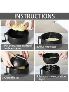 1 Set Mangkuk Ramen Microwave dengan Sumpit, Garpu, dan Sendok, Perlengkapan Penting untuk Asrama Mahasiswa dan Apartemen - MultiWarna - View 2