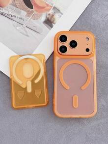 1pc PC Matte Transparent Magnetic Wireless Charging MagSafe Card Holder Phone Case, Compatible With Multiple Magnetic Phone Models, Strong Magnetic Matte Card Holder - Multicolor - View 7