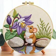 1PC 20*20cm/7.9*7.9in,Purple Landscapes Embroidery Kit, DIY Handmade Embroidery Set For Adult Beginners, Home Gift, Women's Sewing Gift, Including User Manual, Printed Pattern Fabric, Embroidery Frame, Needle And Thread. - A - View 15