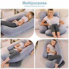 Pregnancy Pillow, J-Shaped Full Body Pillow, Nursing Pillow, Support And Pregnancy Pillow For Pregnant Women With Removable Cover - 深灰色 - 查看 7