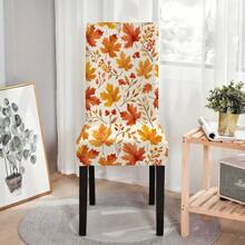 1PC/2PCS/4PCS/6PCS/30PCS Autumn Watercolor Maple Leaf & Berry Elastic Chair Cover, Red Maple Leaf & Red Berry Print Removable Washable Full Chair Slipcover, Universal Washable Seat Protector, Thanksgiving Autumn Home Dining Room Decor - Multicolor - View 10