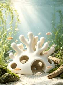 3D White Coral Fish Tank Hideout, Multi-Size Interconnected Hole Design, Large Main Cave With Multiple Ventilation Holes, Suitable For Betta Fish, Tetra, Crystal Shrimp, Cichlids To Hide And Rest, Material That Doesn't Cloud Water - Happy Aquarium - View 4