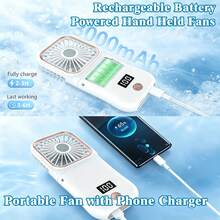 Mini Handheld Fan With Digital Display, Foldable Neck Fan, USB Rechargeable 3000mAh Battery, 180° Adjustable, 3-Speed Wind Settings, Perfect For Personal Cooling, Travel And Sports - Handheld Fan - View 8