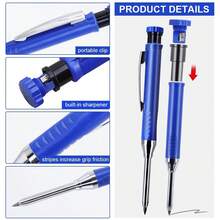 10pcs 2.8mm Metal Deep Hole Carpenter Pencils With Cap And Built-In Sharpener, Durable Marking Tool For Woodworking, Architects, Engineers, Construction Workers, Repairmen And DIY Enthusiasts, 3 Pencils + 3 Caps + 4 Boxes Of Lead - A - View 3