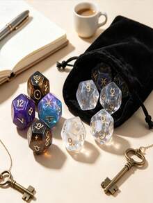 3 buah/Dadu Zodiak 12 Sisi, Dadu D12 Langit Berbintang Dua Warna dengan Simbol Astrologi, Set Dadu Poliedral Resin, Cocok untuk Permainan Meja, Permainan Pesta, Ramalan, dan Koleksi Hadiah Keberuntungan - MultiWarna - View 10