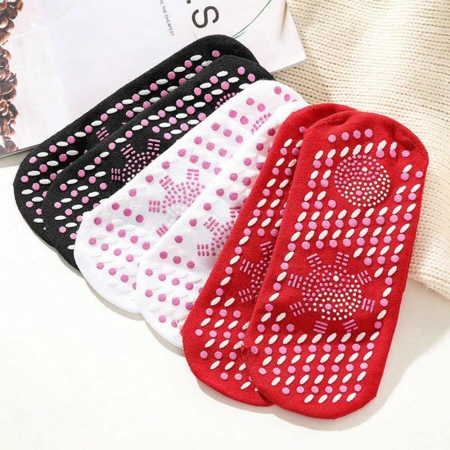 3pairs/1pair Washable Unisex Mid-Calf Warm Socks, Health Care Foot-Warming Socks With Massage Sole, Suitable For All Seasons - Multicolor - View 1