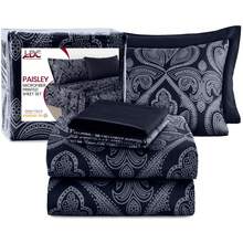 Lux Decor 6-Piece Paisley Bed Sheets High GSM Brushed Microfiber Sheets - Elevate Your Sleep Experience With 16-Inch-Deep Pocket Bedding Sheets & Pillowcases- Back To School- Graduation Gift- All Sizes Available- Winter Vibes, Christmas Decor, - 黑色 - 查看 12