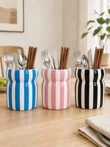 1pc Wavy Bubble Design Kitchen Utensil Holder, Glossy Countertop Storage Cup, Suitable For Spoons, Forks, Chopsticks And Cooking Tools, Cute Kitchen Storage Decor - Multicolor - View 6