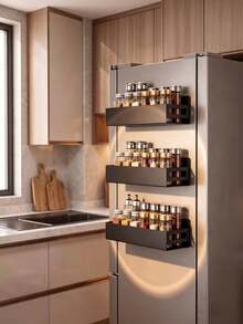 1pc Metal Magnetic Storage Rack, Magnetic Washing Machine Storage Rack, Multi-Functional Home Storage Rack, Drill-Free Wall-Mounted Storage Rack, Suitable For Refrigerator Door Hanging, Kitchen Bathroom Storage Tool, Home Storage, Bathroom Storage, Bathroom Accessories, Kitchen Storage, College Dorm Essential, Back To School, Halloween, Christmas Gift Best Choice - Multicolor - View 2