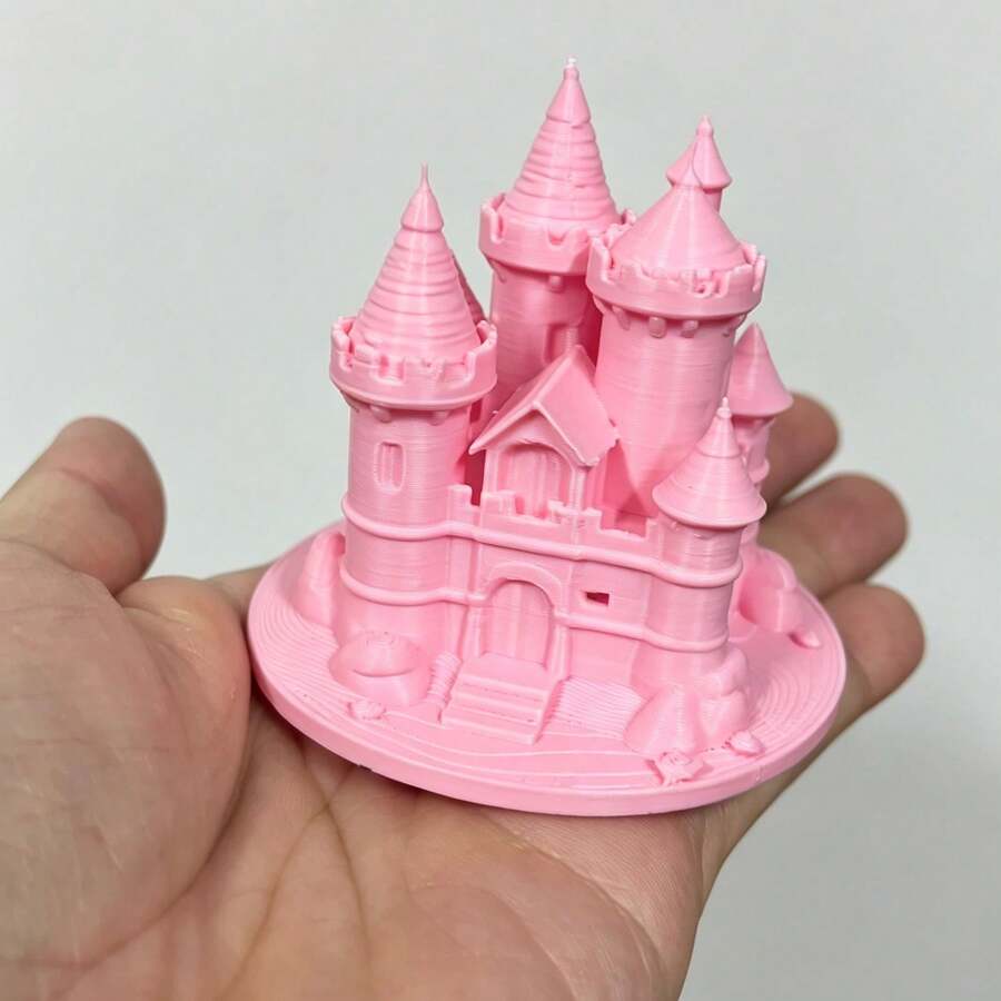 Fantasy Castle Desktop Statue, Minimalist Desktop Ornament, Suitable For Study, Office, Home Desktop Placement Art Decor Craft Gift, Perfect Collectible And Holiday Gift Statue Ornament - pink 1pc - View 1