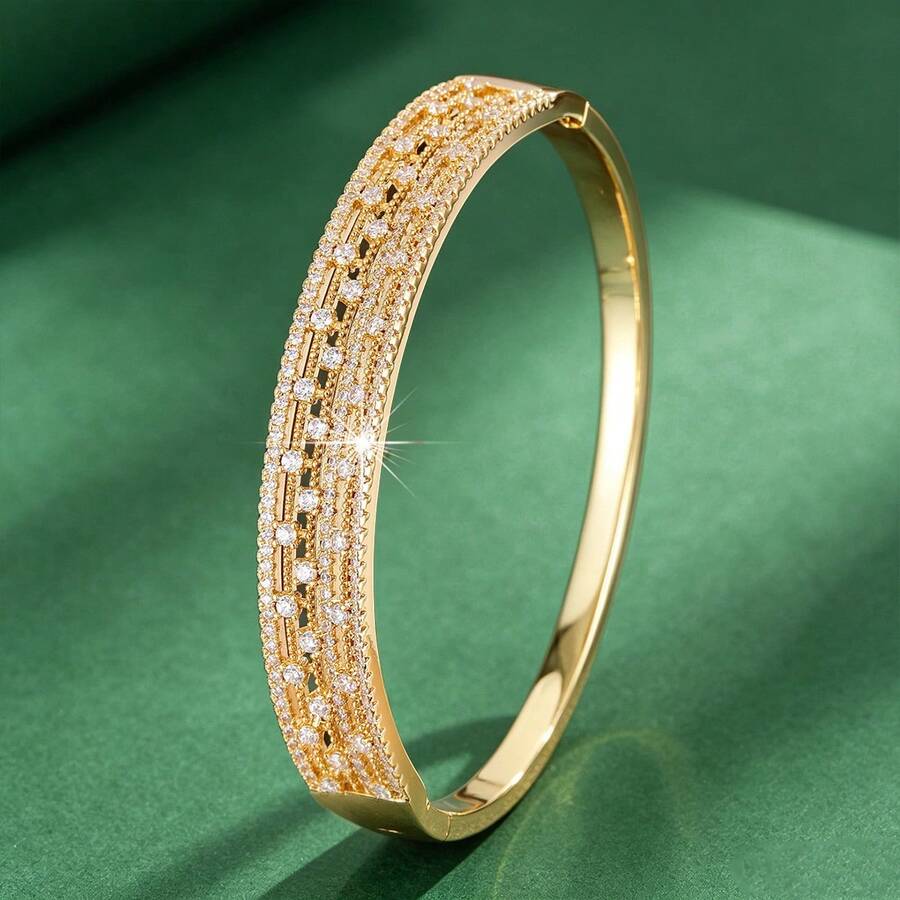 1pc Minimalist Geometric Line Starry Sky Shape Design Inlaid With Cubic Zirconia Women's Fashion Bracelet - Multicolor - View 1