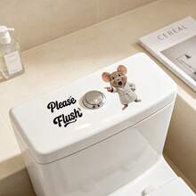 1件裝可愛卡通動物馬桶水箱貼紙，附「Please Flush」文字，防水可移除自黏式PVC貼紙，適合居家、Airbnb與飯店共用浴室裝飾 - 馬桶貼紙 - 查看 7