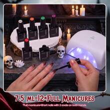 Beetles 6 Colors Halloween Gel Nail Polish Set, Red Purple Green Orange Black White Soak Off UV LED Gel For Pumpkin, Ghost, Witch & Spooky Nail Art - 6 Colors Halloween Gel Nail Polish Set - 查看 8
