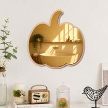 1pc Pumpkin Wooden Frame Acrylic Mirror Wall Sticker, Gold & Silver Dual-Color Self-Adhesive Halloween Decorative Mirror Decal, Suitable For Home Bathroom Bedroom Wall Decor - 1PC - View 7