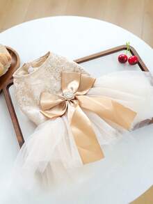 PETCIRCLE 1PC Pet Dress For Small Dogs, Puppies And Cats, Sweet Princess Style Elegant Champagne Gold Princess Wedding Gown - Multicolor - View 9