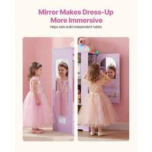 Kids Dress Up Storage, With Jewelry Cabinet, Dress Up Closet With Mirror And Shelves, Princess Costumes Wardrobe Closet, Toddler - Purple - View 7