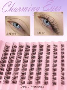 Sibeuna 100 pièces Faux cils D Curl Vacation, cils en grappes simples fins et volumineux 8-16 mm, faux cils en vison, grappes de cils réutilisables, faux cils en grappes simples, cils - D - Voir 4