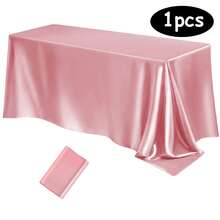1pc Elegant White Satin Tablecloth: Perfect For Wedding Receptions, Parties And Home Decoration - Rectangular, Woven, Soft And Shiny - Multicolor - View 12