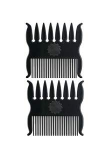 Peine giratorio 360° de doble cara con dientes anchos y finos en color negro, peine de peinado y cuidado de barba para hombres, peine de textura de cabello con dientes anchos, peine de dientes finos para cabello liso y flequillo de mujeres, peine giratorio portátil de bolsillo para alivio del estrés - 8360#Peine con rodamiento negro - Ver 10