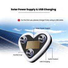 2pcs/Set High Brightness Neon Heart-Shaped Car Atmosphere Lights, Easy Installation, No Wiring Required Window Lights, Lithium Battery And Solar Powered, LED Interior Car Lights, Ideal Gift For Car Enthusiasts - Heart-shaped - View 9