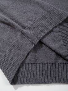 Men's Casual Loose Minimalist Commuting High-End Everyday Versatile Solid Color Knitted Long Sleeve Crew Neck Pullover Sweater, Autumn/Winter - Grey - View 4