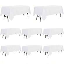 4/6/8/10 pièces Nappe rectangulaire blanche 57 X 102 pouces, convient pour table de 4 pieds, résistante aux taches, résistante aux plis, nappe en polyester lavable, convient pour la salle à manger, le mariage, le banquet, la fête, le buffet - Multicolore - Voir 4