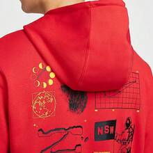 Nike Club Men's Astronaut Embroidered Hoodie Logo Letter Fashion Back Planet Graphic Print Loose Fit Sports Sweatshirt Red - Red - View 6