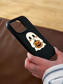 1pc Fashion Personalized Halloween Cute Ghost Graphic Aesthetic Pattern Black Liquid Straight Edge Phone Case Compatible With IPhone 16/16 Pro/16 Plus/15/15 Pro Max/15 Pro/11/12/13/14 Pro Max/11 Pro/11 Pro Max/12 Pro/12 Pro Max/13 Pro/13 Pro Max/14 Pro/14 Pro Max Soft Shell Premium Creative - Multicolor - View 4
