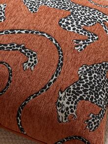 1pc/2pcs Rust (No Insert) Animal Pattern Cushion Cover, Fashionable Vintage Comfortable Leopard Pattern Chenille Pillowcase, Suitable For Daily Home Decor, Sofa, Bed, Bedroom, Gift, Holiday Decoration, Spring Summer Autumn Winter, All Seasons - Rust - View 5
