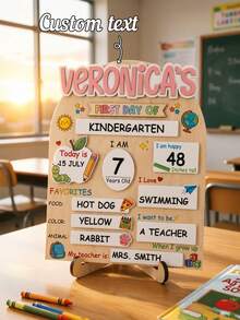 Personalized Name First Day And Last Day Of School Sign, Customized Wooden Back To School Milestone Board, Kindergarten Preschool Photo Prop, Student Commemorative Gift, School Year Memory Keepsake Board - C-opening School Commemorative Wooden Plaque - View 1