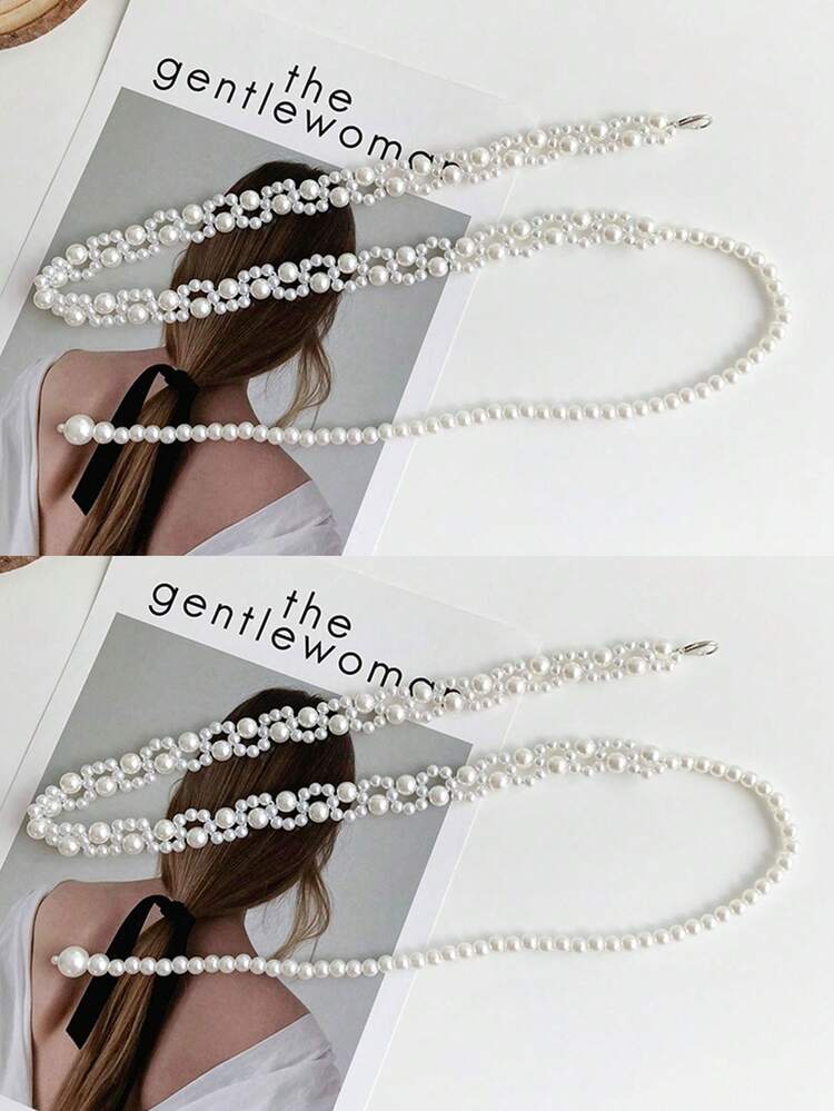 2pcs Faux Pearl Women's Waist Chain - 2-pack White - View 1