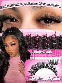 EYELASH EVOLUTION 224pcs 100D Eyelashes, Mixed Length, C-Curl, Individual Lashes, Shiny & Charming Eyes, 3D Cat Eye Style Extension, Lightweight Fluffy False Lashes, Soft & Comfortable, Suitable For Beginners, Reusable, DIY Time-Saving, Holiday Gift, Fox Eyes/Cat Eyes - C - View 2