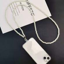 Long Faux Pearl Handmade Beaded Phone Lanyard Bag Strap Pearl Chain Shoulder Strap Versatile Replacement Anti-Loss Chain - Multicolor - View 1
