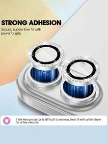 Camera Lens Protector Film Compatible With Iphone Duo/18ProMax/18Pro/17/17 Pro/17 Pro Max/17 Air/16/16 Plus, Shiny Personalized Metal Diamond Ring Design, 9H Hardness Scratch-Resistant, Fashionable Phone Accessory, Compatible With Phone Cases, 3pcs/Pack - Silver - View 3