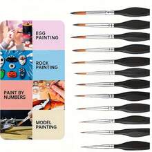 1 Set 11pcs Mini Detail Paint Brush Set, Fine Tip, Suitable For Miniature Painting, Acrylic, Watercolor, Oil Painting, Model Craft And Line Drawing - Universal Credit - View 4