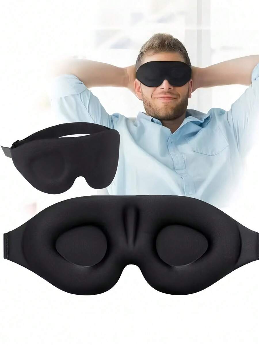10/8/5/3/1件 3D 凹陷式睡眠眼罩，遮光夜用睡眠眼罩，柔軟舒適遮光眼罩，適用旅行、瑜伽、小睡，黑色，節日禮物
