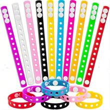 Multicolor Adjustable Silicone Wrist Strap, Snap Closure Hollow Rubber Bracelet, DIY Charm Bracelet Blanks For Daily Party Accessories - View 1