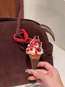 冰淇淋水果甜筒包包吊飾，草莓、櫻桃、青葡萄、芒果、巧克力水果奶油冰淇淋造型鑰匙圈，3D甜美包包配件裝飾，適合日常出行的創意禮物，也適合送給朋友、家人、情侶、閨蜜，適合作為萬聖節、聖誕節、情人節禮物 - 彩色 - 查看 12