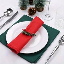Christmas Red Berry Pine Needle Napkin Rings, Mini Wreath Napkin Buckles, Xmas Table Setting Decor - Multicolor - View 8