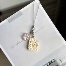 1pc Cute Cartoon Panda Cookie Cake Phone Charm Pendant, Realistic Food Toy Anti-Lost Couple Gift - Multicolor - View 5
