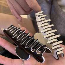 2/1pc European And American Style Acetate Fiber Minimalist Texture Medium Hair Clip, Elegant Hair Accessory For Women - Multicolor - View 2