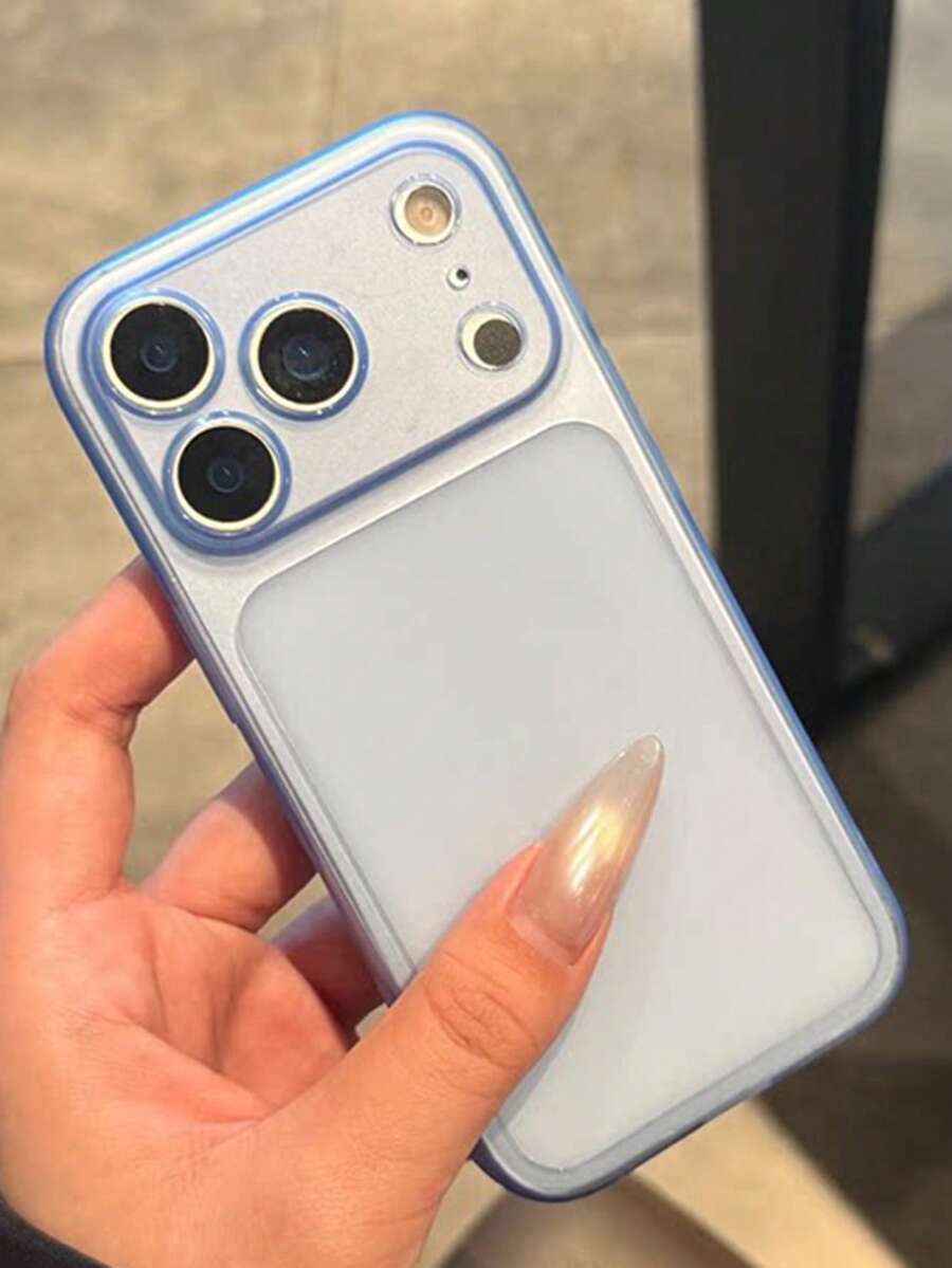 時尚純色透明磨砂相機保護手機殼,適用於 iPhone 17 Pro Max 17 Pro 17 Pro 16 15 14 13 Pro Max 14 15 13 16 17,防震保護背蓋 - 淺藍色 - 查看 1