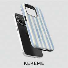 Phone Case - Vertical Striped Blue Film 2-In-1 Compatible For Apple  17 16 15 14 13 12 11 Pro Max 16 15 14 Plus 17 Air Full Coverage Anti-Fall Fashion Easy Unisex Phone Case - 白色1 - 查看 4