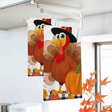 2/4/48pcs Autumn Series Cartoon Pilgrimage Hat Turkey Pattern Printed Kitchen Towels - Ultra Soft, Highly Absorbent Polyester Tableware And Hand Towels, Perfect For Holiday Decor, Kitchen Decor, Party Decor - Multicolor - View 5