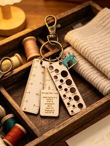 Wooden Stick Gauge Ruler, Wooden Marker Clips, Woven Marker Clips, Number Clips, Keychain, Bag Pendant, Wooden Carved Round Storage, Wooden Woven Needle Gauge And Ruler Set - Precision Craft Tools For Crochet, Size Range 60mm To 1mm, Portable With Measurement Markings, Ideal For DIY Projects And Travel, Suitable For Yarn Crochet, Includes Various Styles Of Knitting Tools, Perfect For Sewing And Knitting Projects, Back To School Gift, Teacher Gift. - Multicolor - View 9