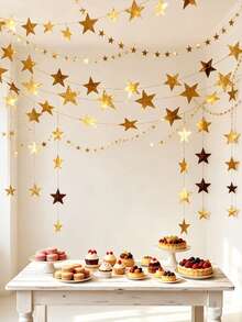 Shiny Star Party Bunting Decoration, Reusable, Space-Saving Storage, DIY Room Decor, Home Decor And Accessories, Christmas Decoration, Birthday Decoration, Party Decoration - Star Charm - View 2