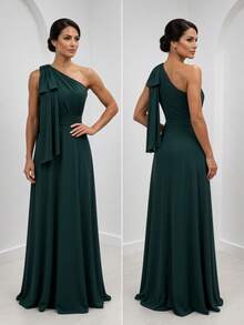 Long Dress For Bridesmaid Wedding Graduation Light Party - Emerald Green - View 6