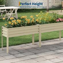 Heavy Duty Elevated Raised Garden Bed with Legs – 0.6mm Galvanized Steel, Self-Watering Modular Planter Box, Rust-Resistant, Drainage, Outdoor Gardening for Vegetables, Herbs, Flowers – Beige - Mehrfarbig - Übersicht 6