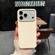 Spray-Painted Frameless Candy Color Liquid Silicone Phone Case, Split Design Large Camera Opening Anti-Fingerprint Ultra-Thin Shell, Compatible With IPhone 17 16 15 14 13 Pro Max 12 Pro Max 11 Phone Case, Various Holiday Gifts - White - View 1